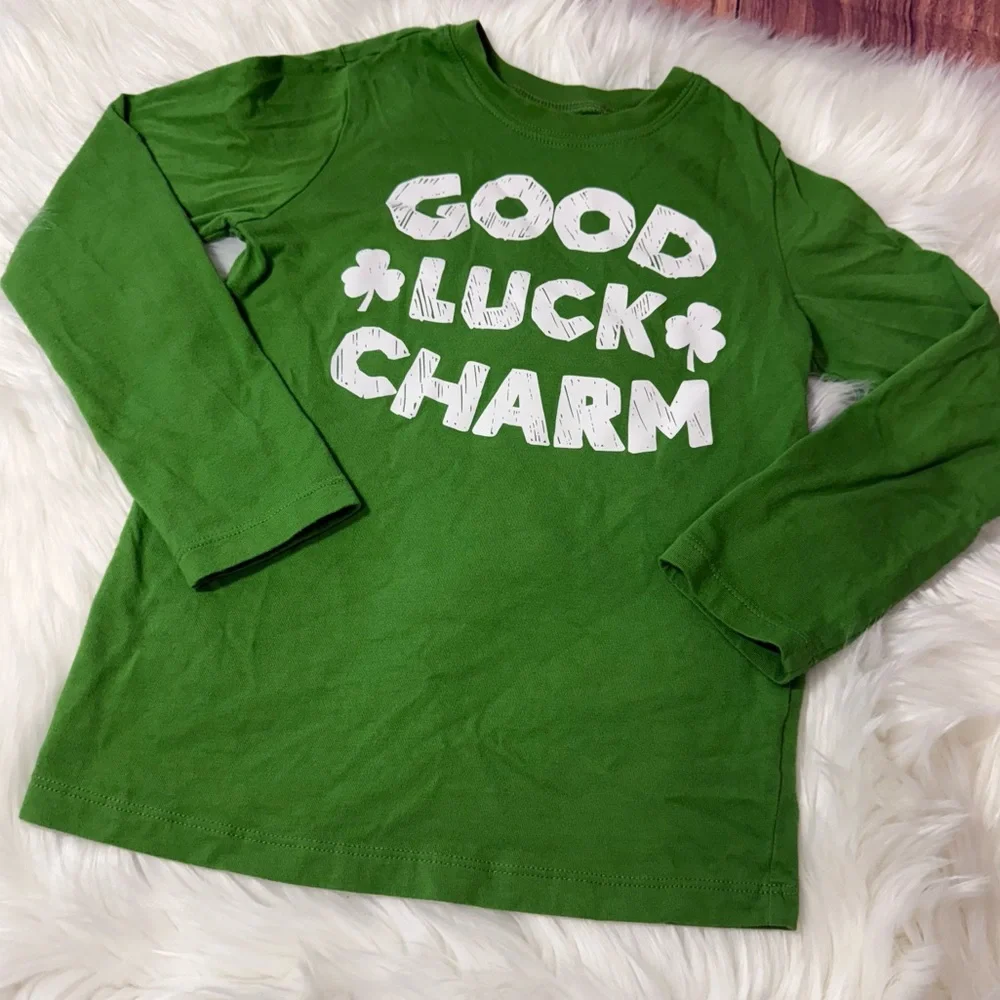 Carter's Youth Boy Size 6 Green 'Good Luck Charm' Long Sleeve Shirt